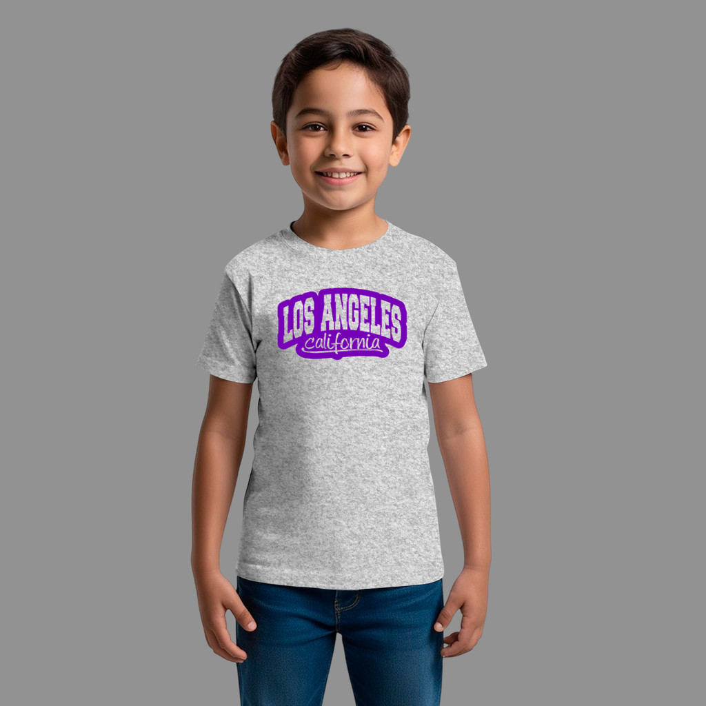 Camiseta Infantil Básica Masculina Streetwear Moda De Rua Confortável Gola Redonda California Los