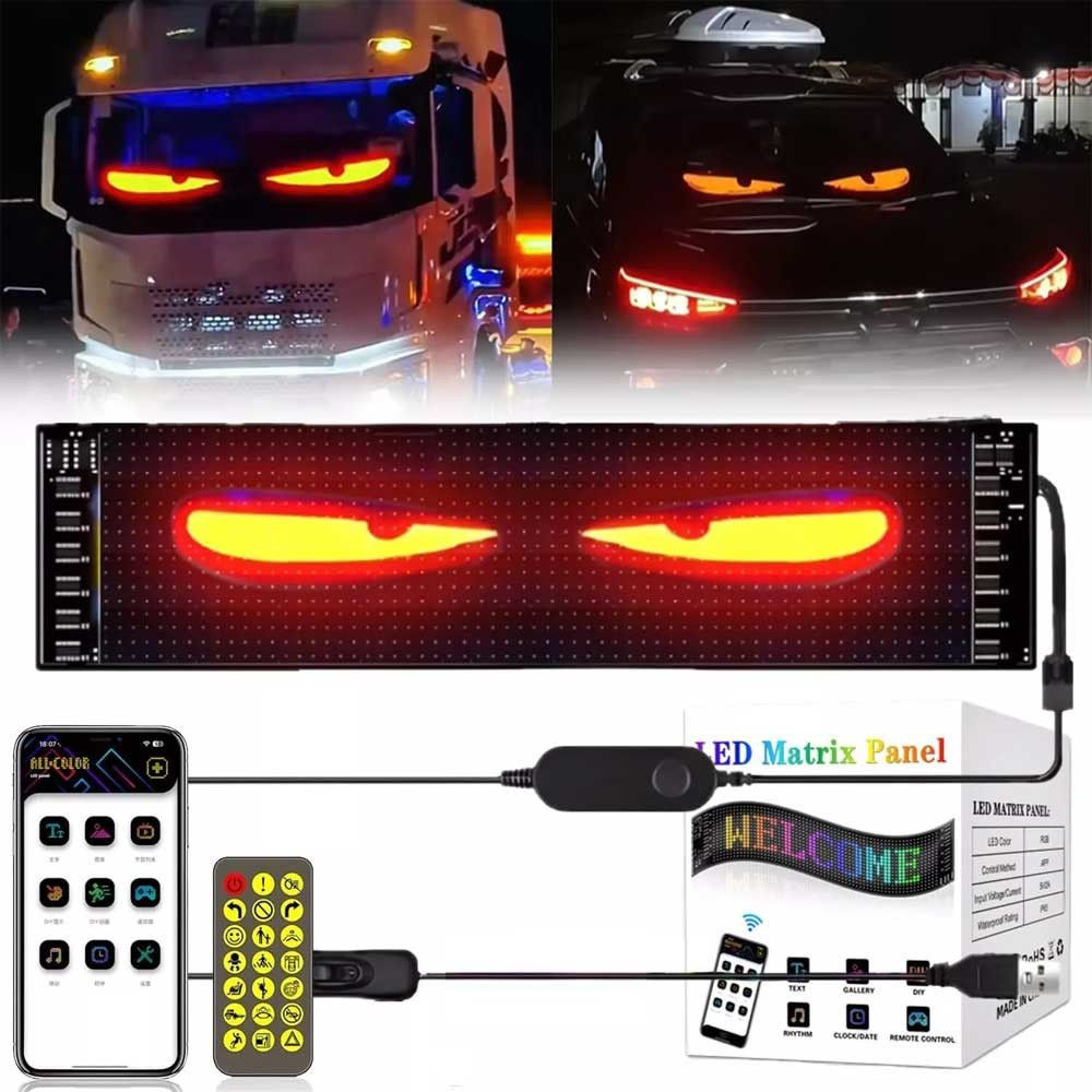 Olho De Relâmpago Carro LED APP Matriz Pixel Painel Luz Noturna Programável Flexível Display Para Acessórios Caminhão