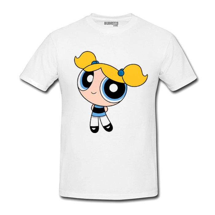 Camiseta Meninas Super Poderosas Lindinha Loira Azul Infantil Adulto Desenho