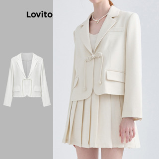 Lovito Blazer Elegante Com Botão Liso Para Mulheres L76AD221