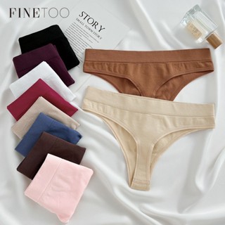 Finetooo Fio Dental Feminino De Algodão De Cintura Média Lingerie De Cor Sólida Macio