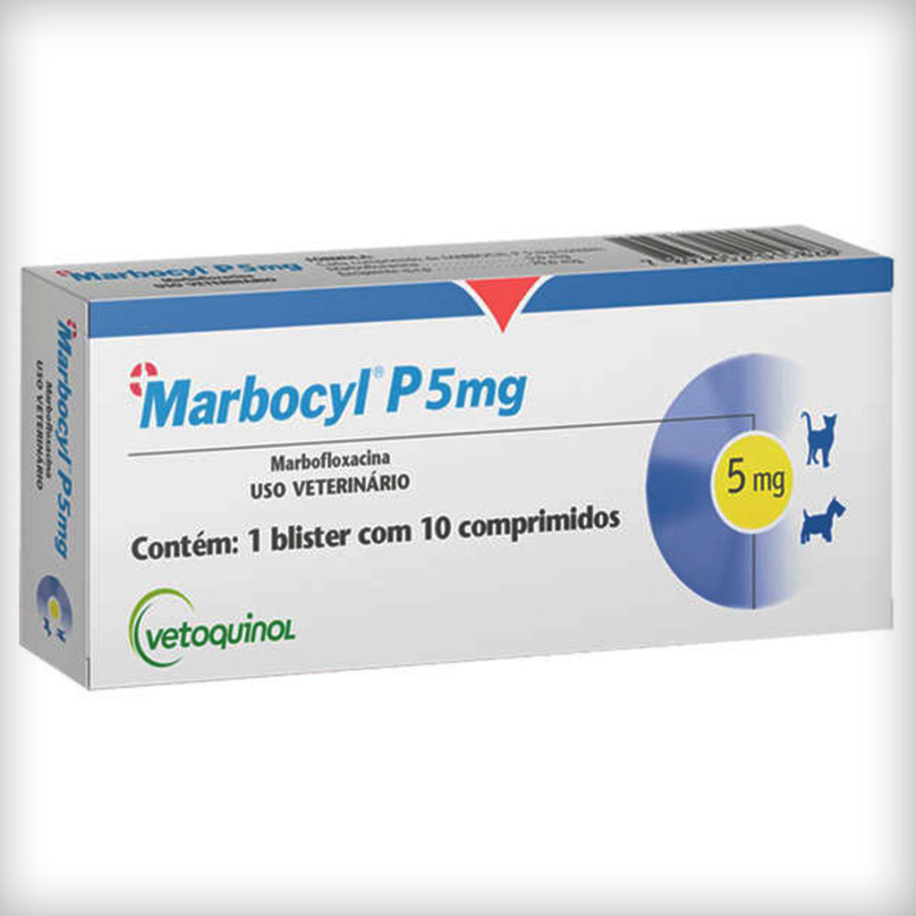 Marbocyl P 5 mg Vetoquinol para Cães e Gatos de 2 a 9 Kg - 10 Comprimidos em Oferta na Shopee
