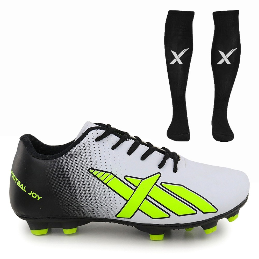 Kit Chuteira de Futebol Sola Campo Pião Trava Sola Costurada + Meião