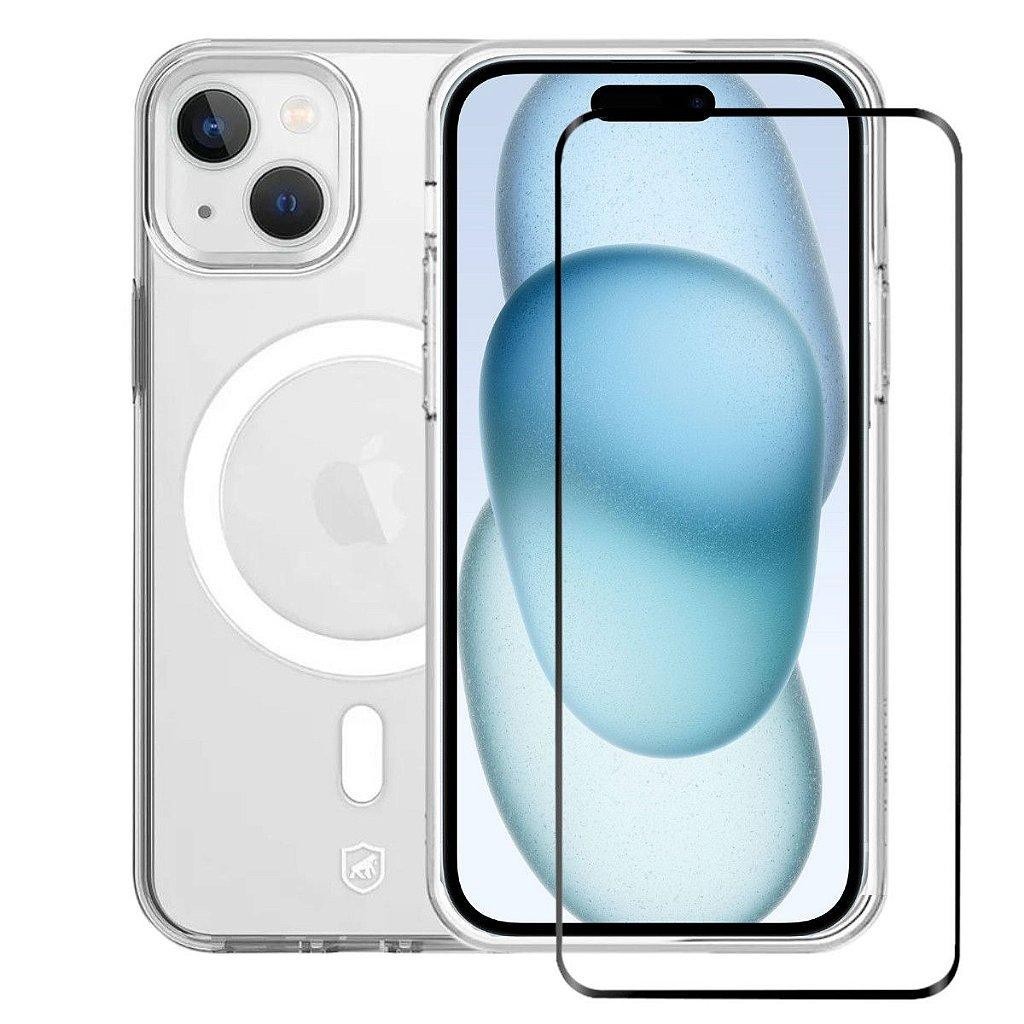 Kit Capa MagSafe Crystal Armor e Pelicula Ultra Glass para iPhone 15 - Gshield em Oferta na Shopee