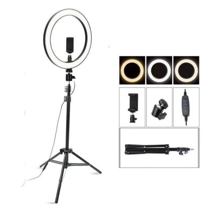 Ring Light Led Iluminador 26cm 10 Polegadas Completo 2,1m Tripé 210cm