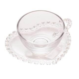Xícara de Chá com Pires Lyor Coração de Cristal 170ml