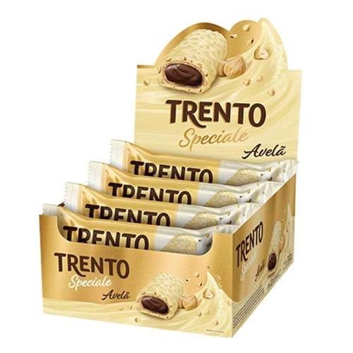 Chocolate Trento Speciale Choc Branco C/ Avelã Caixa 12 Uni 26g em Oferta na Shopee