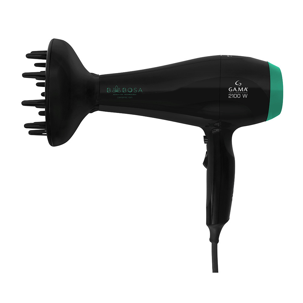 Secador De Cabelo Gama Italy Babosa Ceramic Ion Profissional Com Difusor 2100W Preto C/Filtro Verde 127V