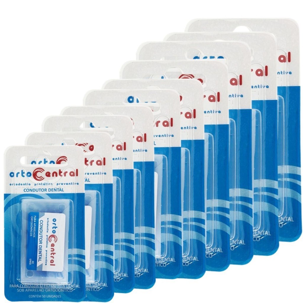 Kit 10 Condutor De Fita e Fio Dental Passa Fio C/ 50 Unidades