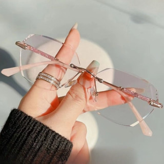 Novo Diamond Edge Guard Blue Light Fashion Frameless Lente Grande Sem Moldura Óculos De Presbiopia High end em Oferta na Shopee