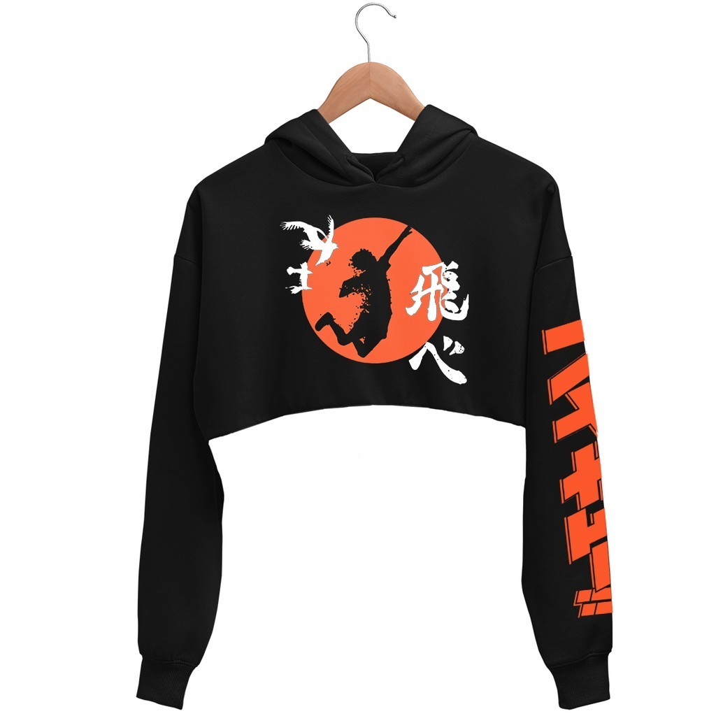 Cropped Moletom Esporte Anime Haikyuu!! Feminino Volêi Capuz