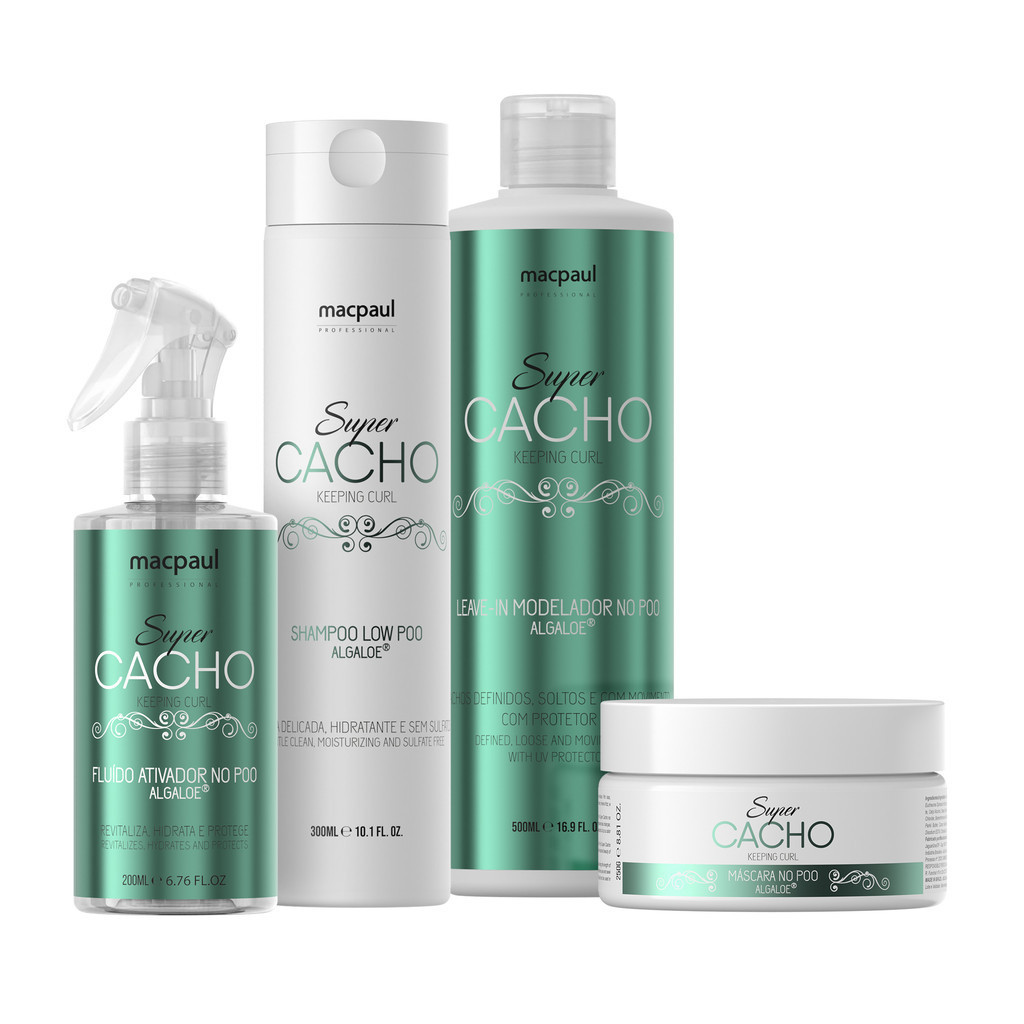 Kit ativador de cachos Completo Algaloe Linha Super Cacho No Poo - Macpaul professional