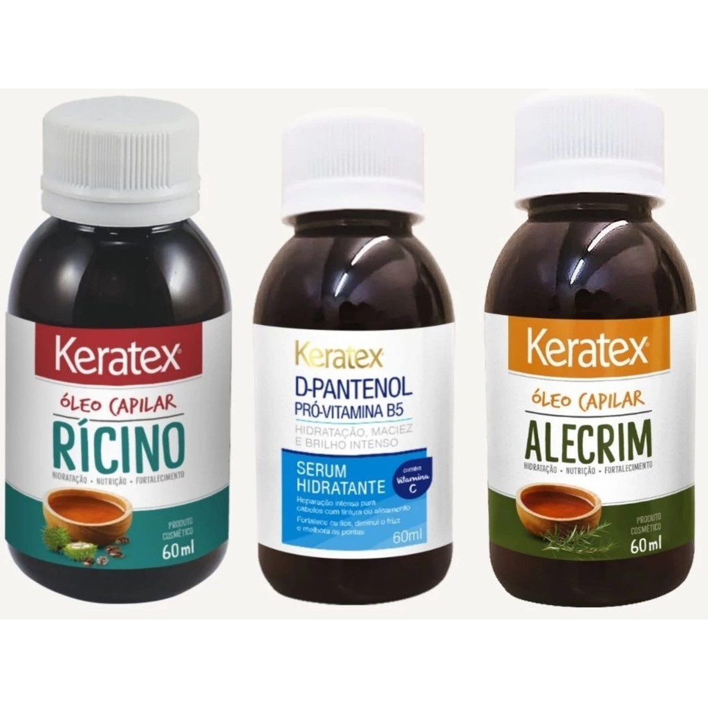 Kit Capilar Keratex Ricino + D Pantenol + Alecrim 60ml