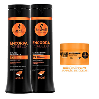 Kit Haskell Shp/Cond Encorpa Cabelo 300ml + Máscara Infusão de Óleos 50g em Oferta na Shopee