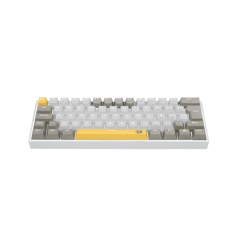 TECLADO MECANICO GAMER FIZZ RGB SWITCH BROWN REDRAGON K617-RGB-YL&WT&GY