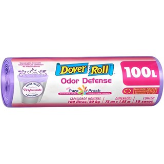 Saco Para Lixo Odor Defense Lilás 100L 10un - Dover Roll em Oferta na Shopee