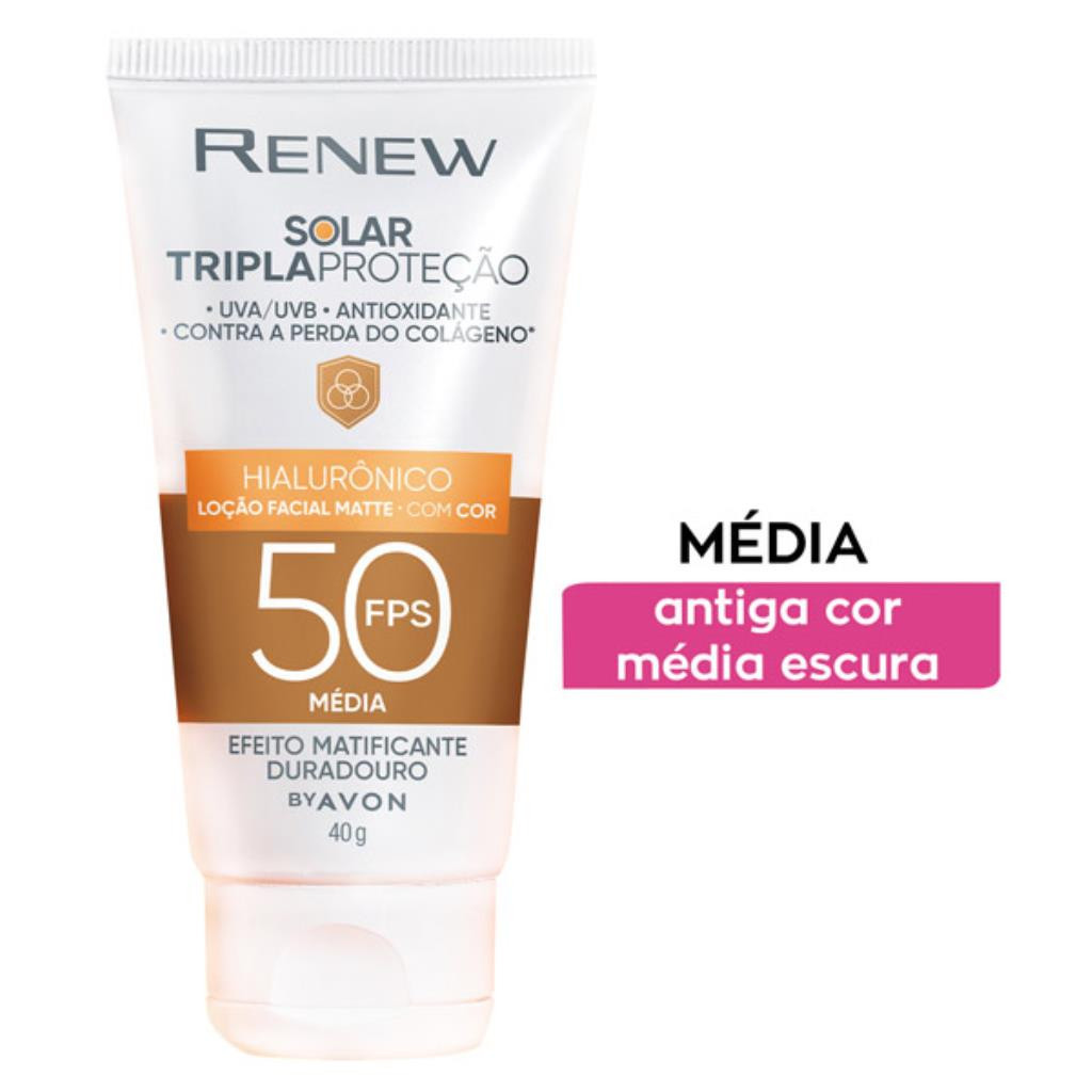 Loção Protetora Facial Solar Renew Tripla Proteção 40G Com Ácido Hialurônico Efeito Duradouro FPS 50