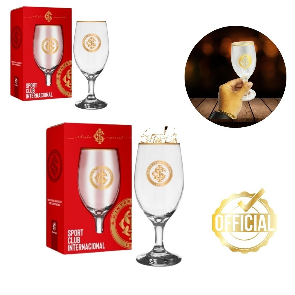 Kit 2 Taça Windsor 330ml Cerveja Coquetel Chopp Bar Internacional Série Ouro Edição Especial Selo