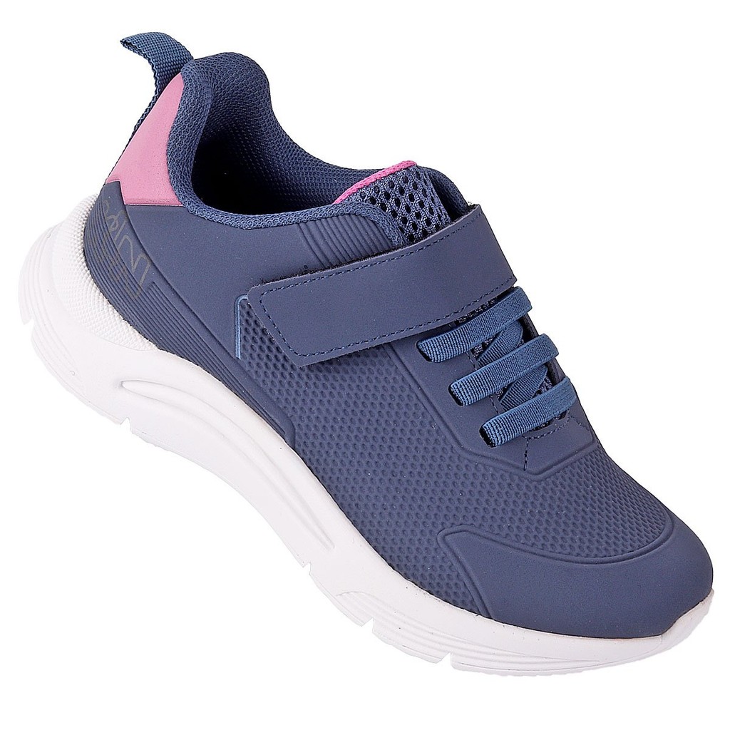Tenis Infantil Menina Conforto Escolar New Sport KLIN - Cinza e Rosa