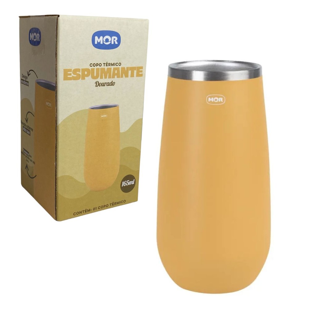 Copo Térmico para Espumante 165ml Dourado - Mor em Oferta na Shopee