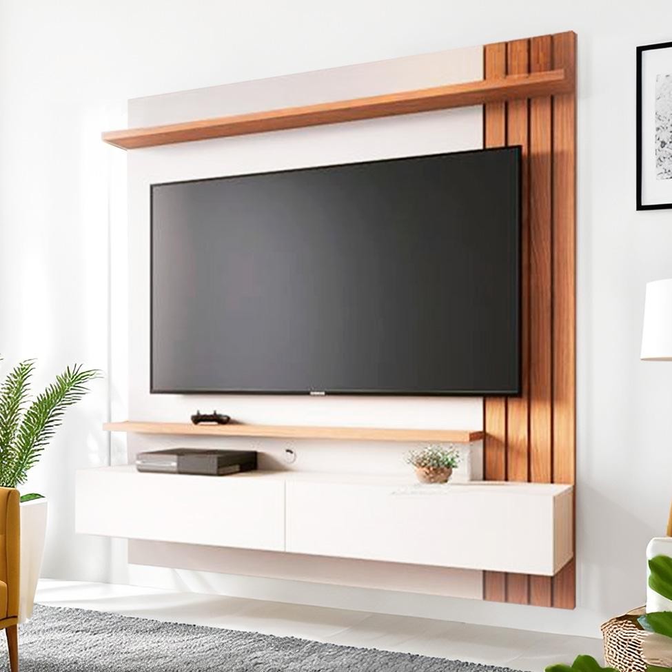 Painel de TV até 65 Polegadas Vianne 2 PT Off White e Freijó em Oferta na Shopee