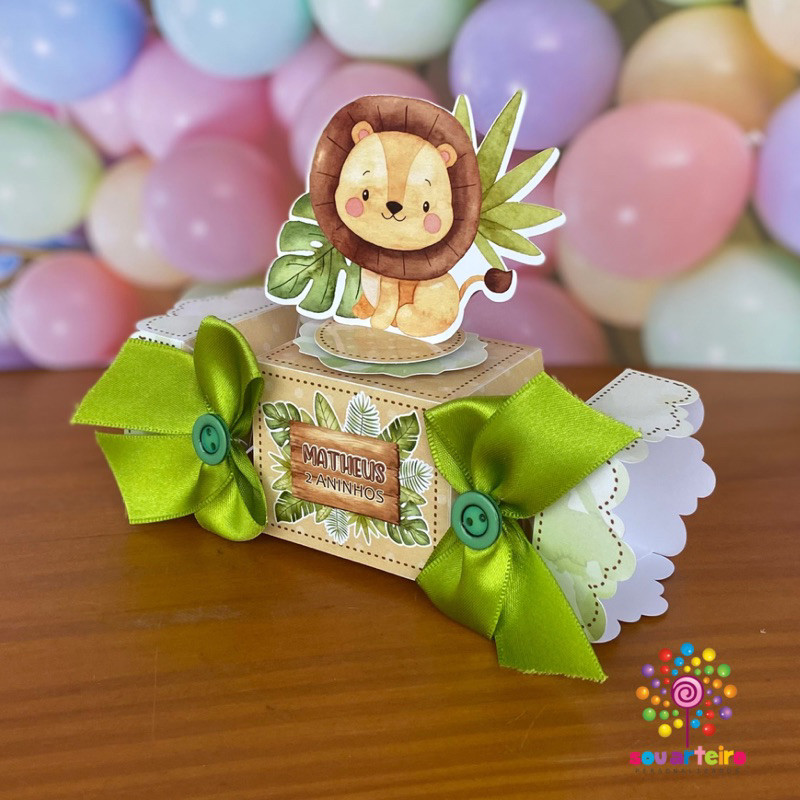 Caixa Bala lembrancinha Safari Baby 3D - Personalizado – Lembrancinha personalizada para Festa infantil - Pegue e Monte em Oferta na Shopee