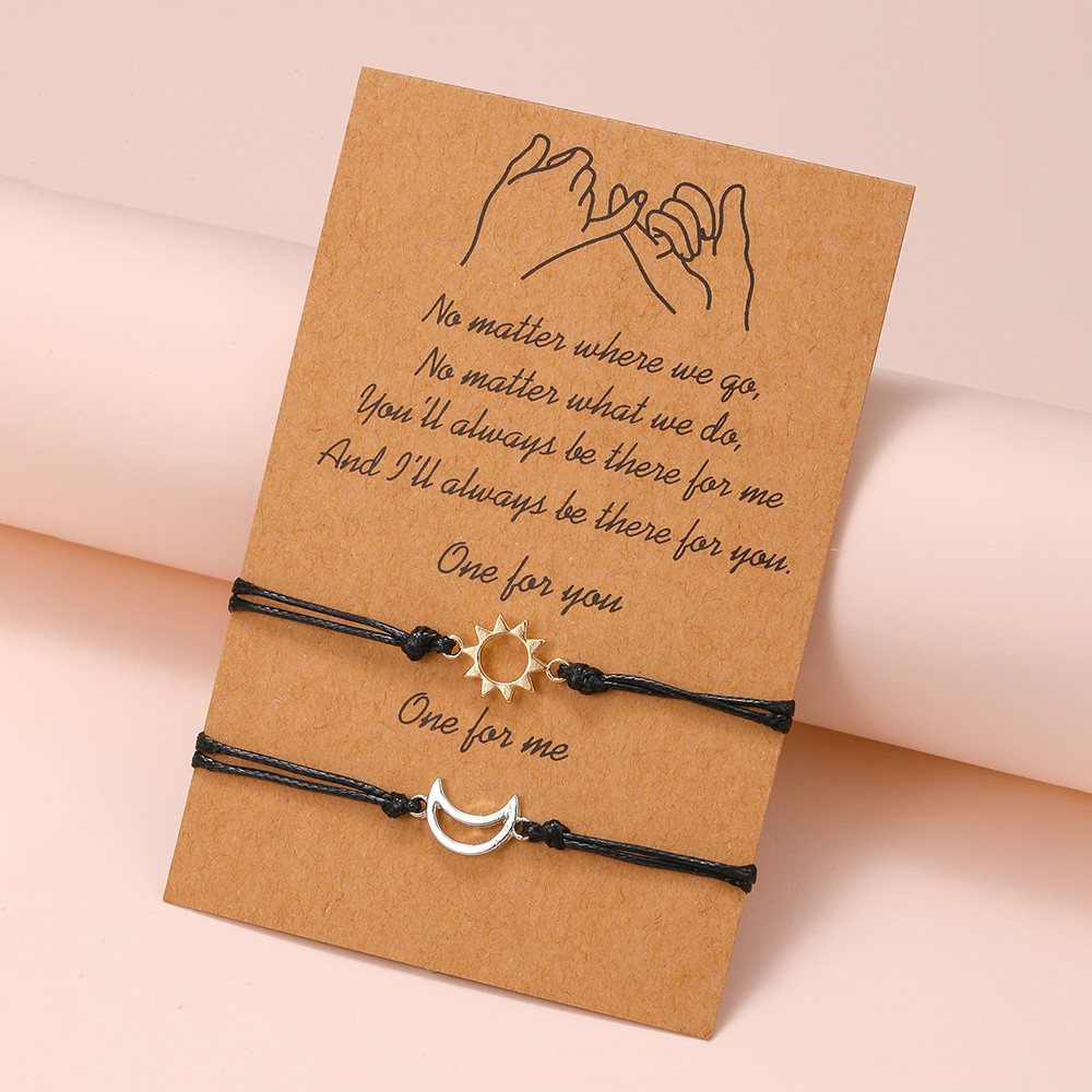 2 Pçs Feminino Masculino Moda Sol Lua Casal Bons Amigos Namorada Estudante Pulseira Conjunto Acessórios De Jóias
