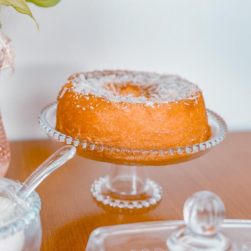 Prato de Cristal com Pé Pequeno Bolo | Frutas | Pão de Quejio Pearl Bolinhas 20 cm x 9 cm Wolff