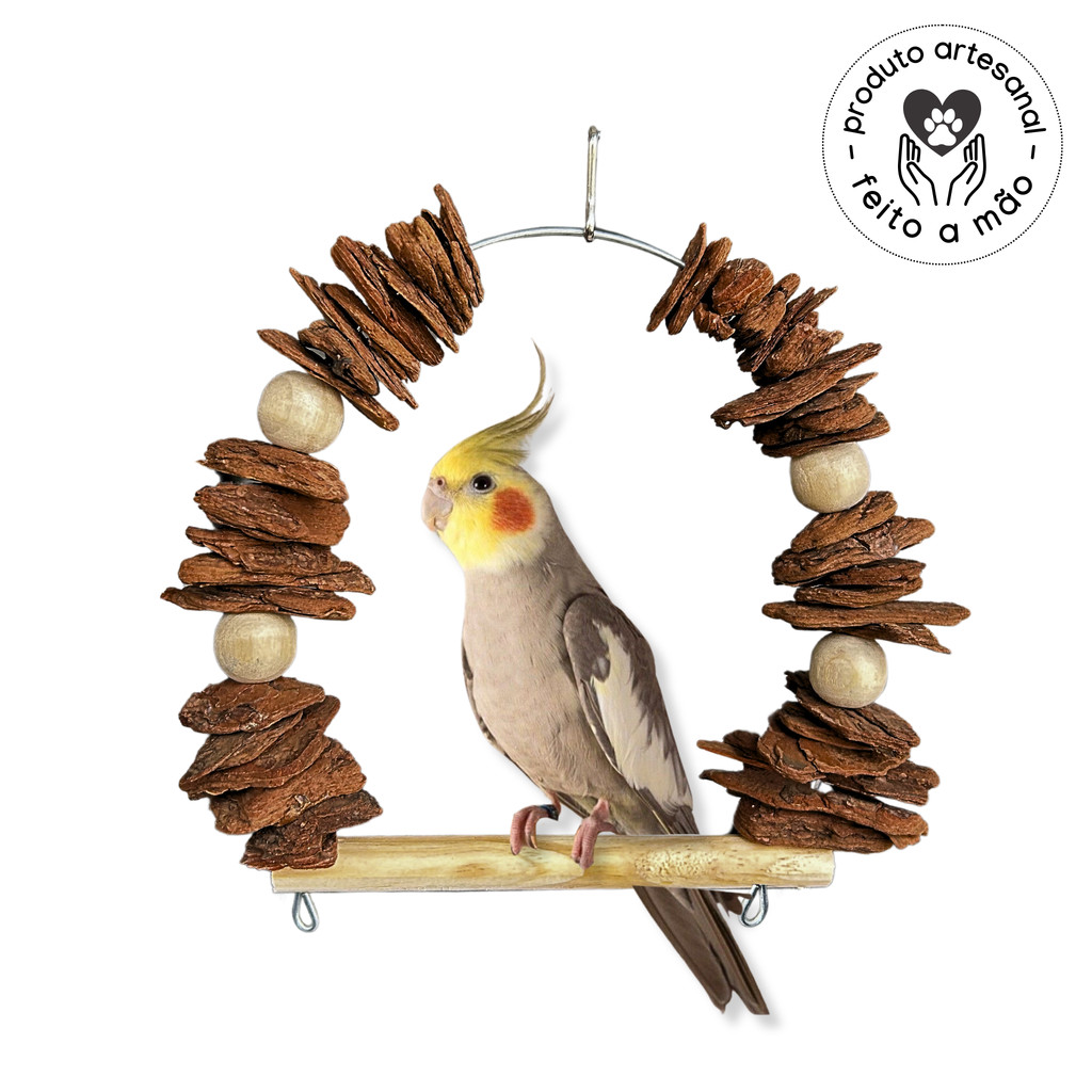 Brinquedo Balanço para Calopsita, Agapornis, Periquito - Casca de Pinus em Oferta na Shopee