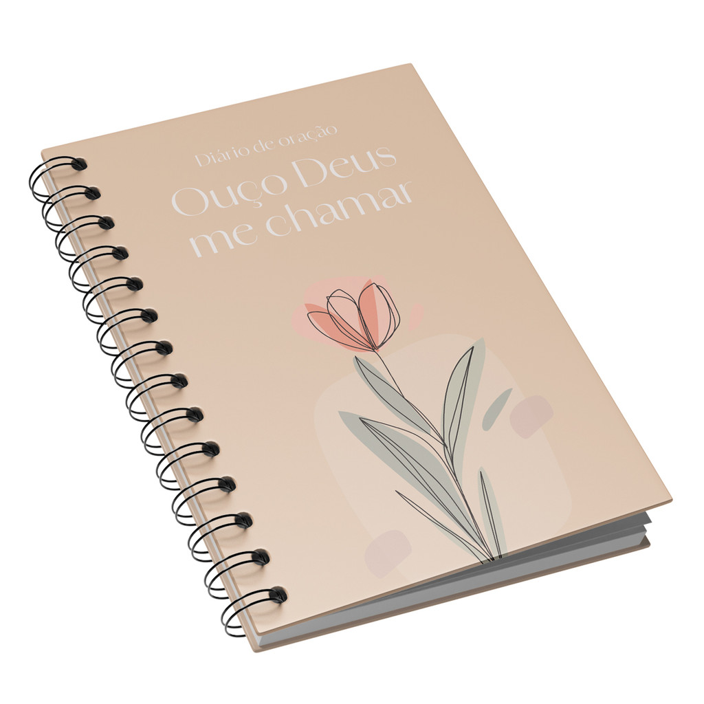 Diario de Oração - Flor Aquarela Bege em Oferta na Shopee