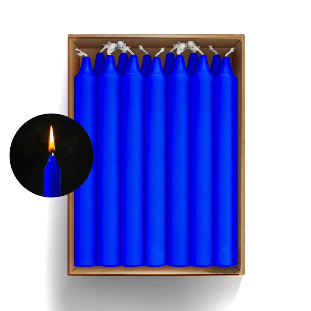 Kit 50 Velas Palito 14x1,5 Azul Queima 4h 100% Parafina em Oferta na Shopee