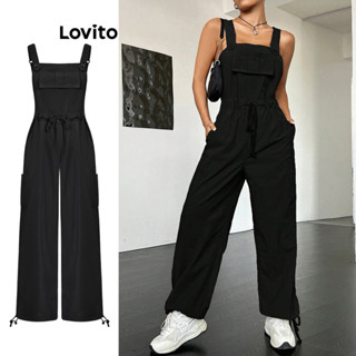 Lovito Macacão Casual Liso com Bolsos para Mulheres L77ED013