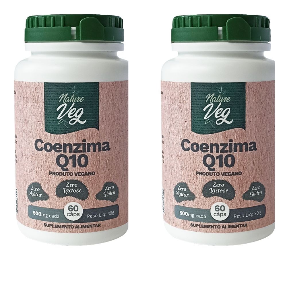 Kit 2 Suplemento Alimentar - Coenzima Q10 (Produto Vegano) 60 Cápsulas 500mg - Matéria prima importada!