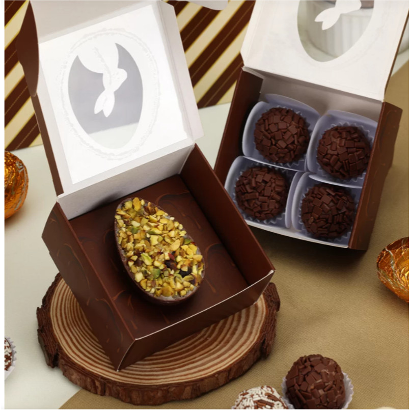 10 Caixas 1 ovo de Páscoa 50g Com Visor CHOCOLATE  3722 ( PASCOA JANGO 2025 )