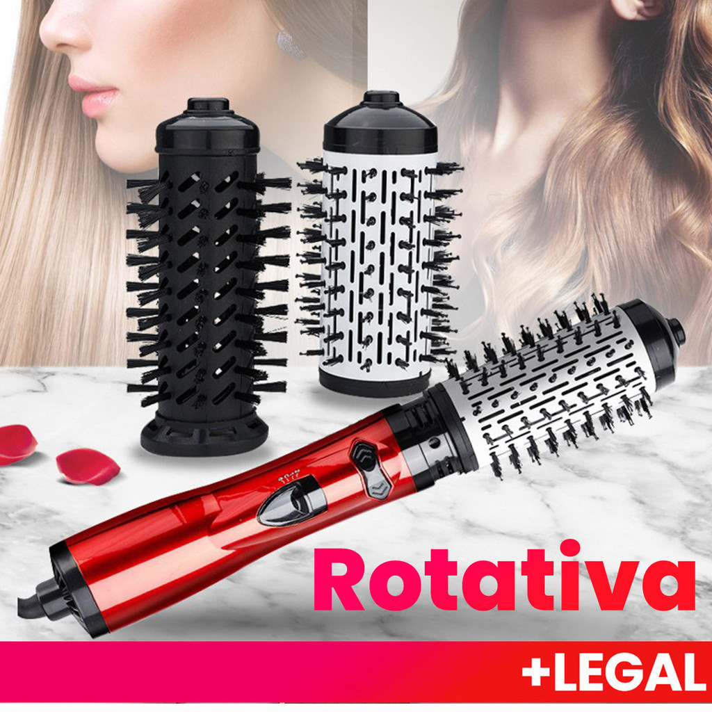 2 Em 1 Escova Secadora Rotativa Elétrica Pente Escova De Cabelo