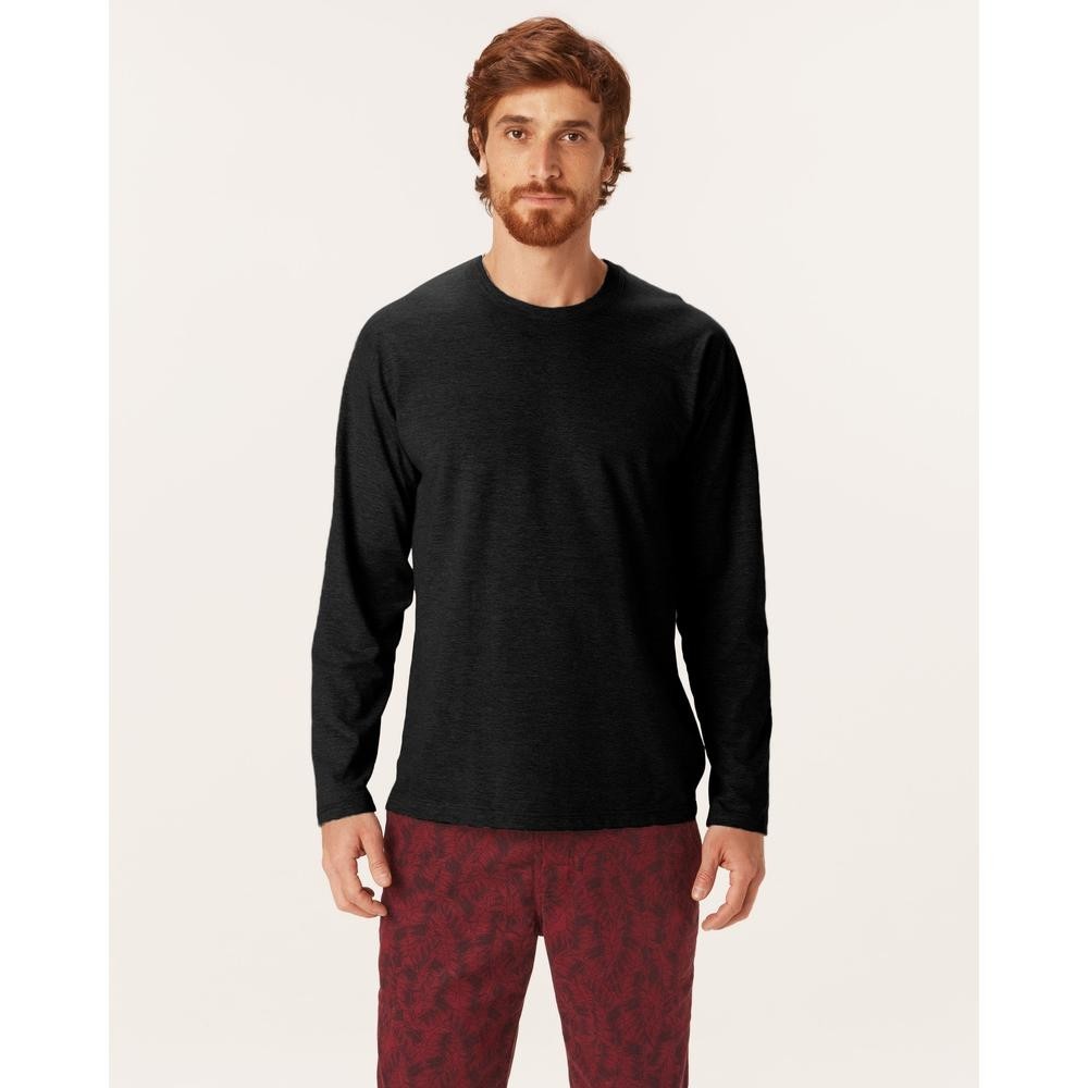 Camiseta Básica Masculina Manga Longa Em Meia Malha em Oferta na Shopee