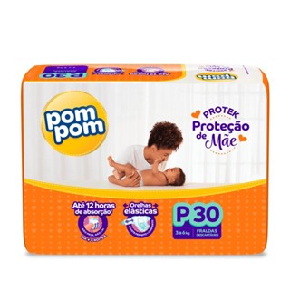 Fralda Pom Pom Derma Protek Tamanho P com 30 Fraldas Descartáveis