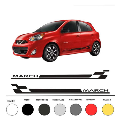 Faixas Laterais Carro Do  Nissan March Adesivos Em Vinil