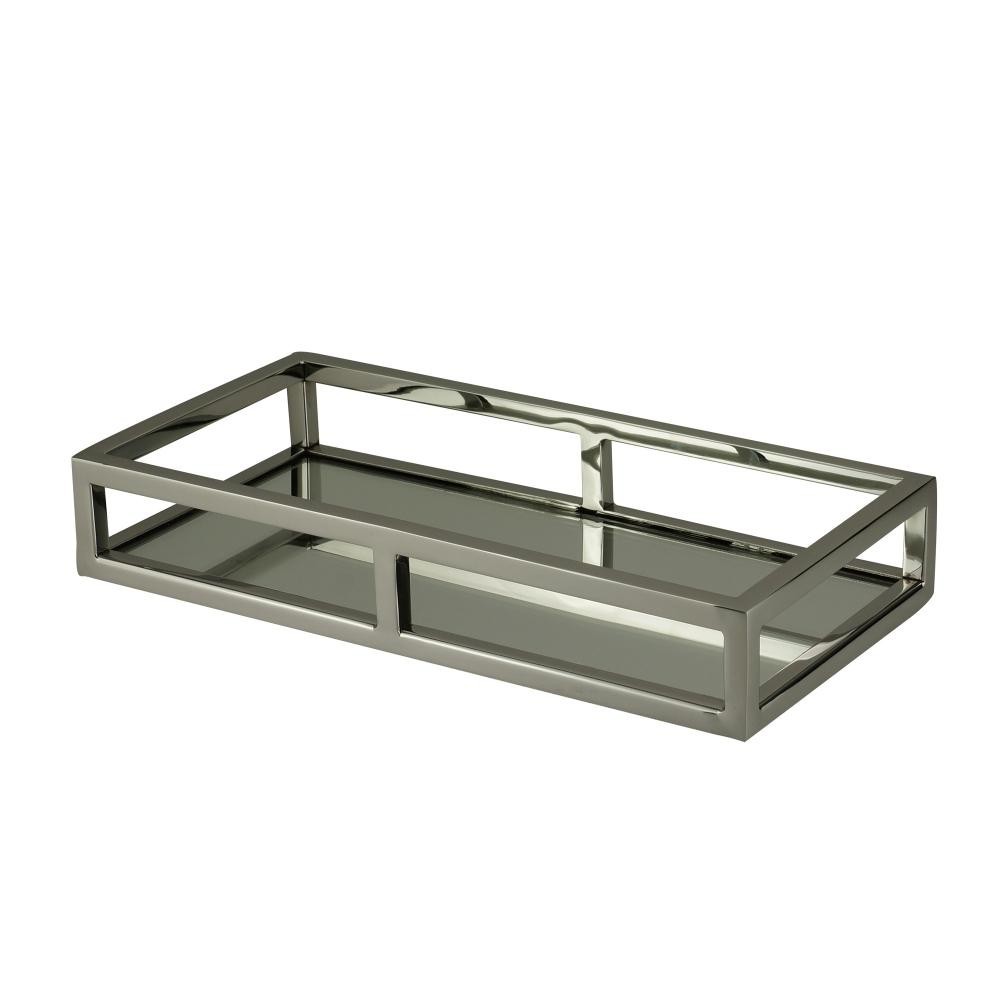 Bandeja com Espelho Wolff de Aço Inox 30cm x 15cm x 5cm - Home & Living