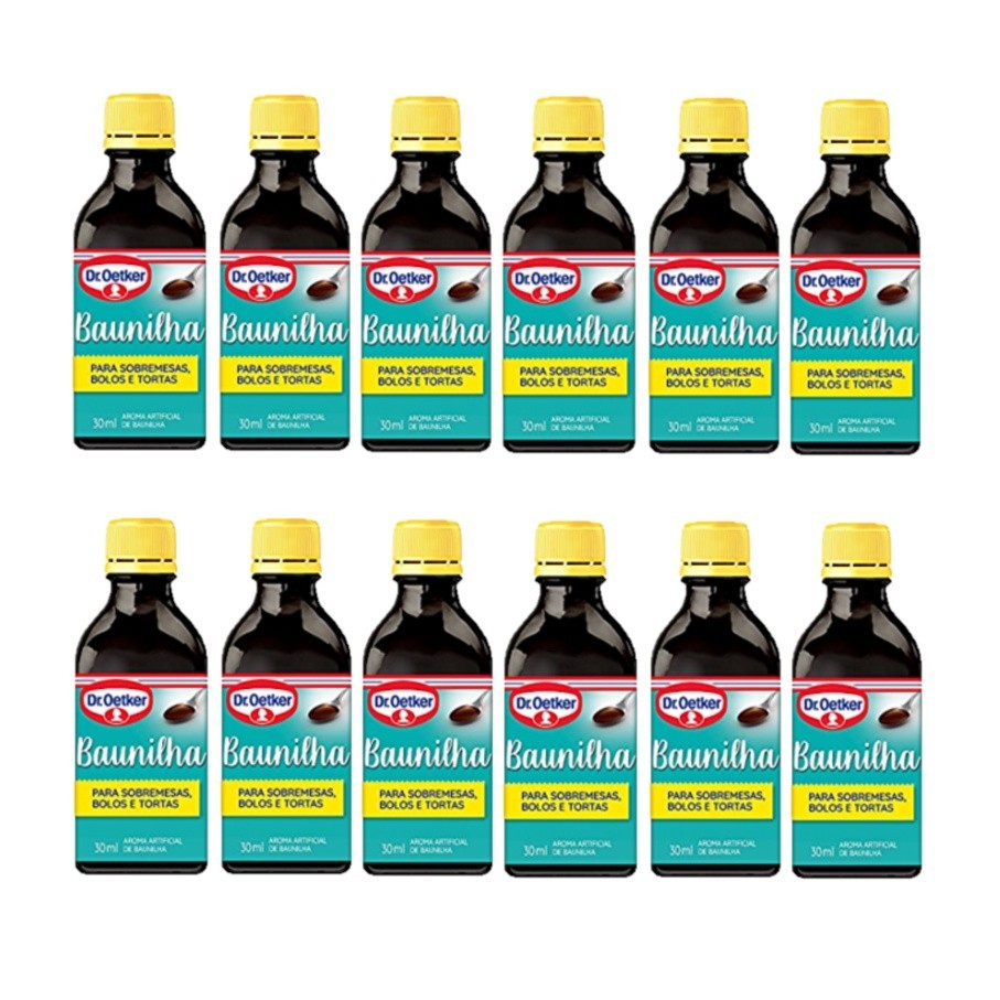 Kit c/ 12un Aroma Essência Baunilha 30ml - Dr. Oetker em Oferta na Shopee