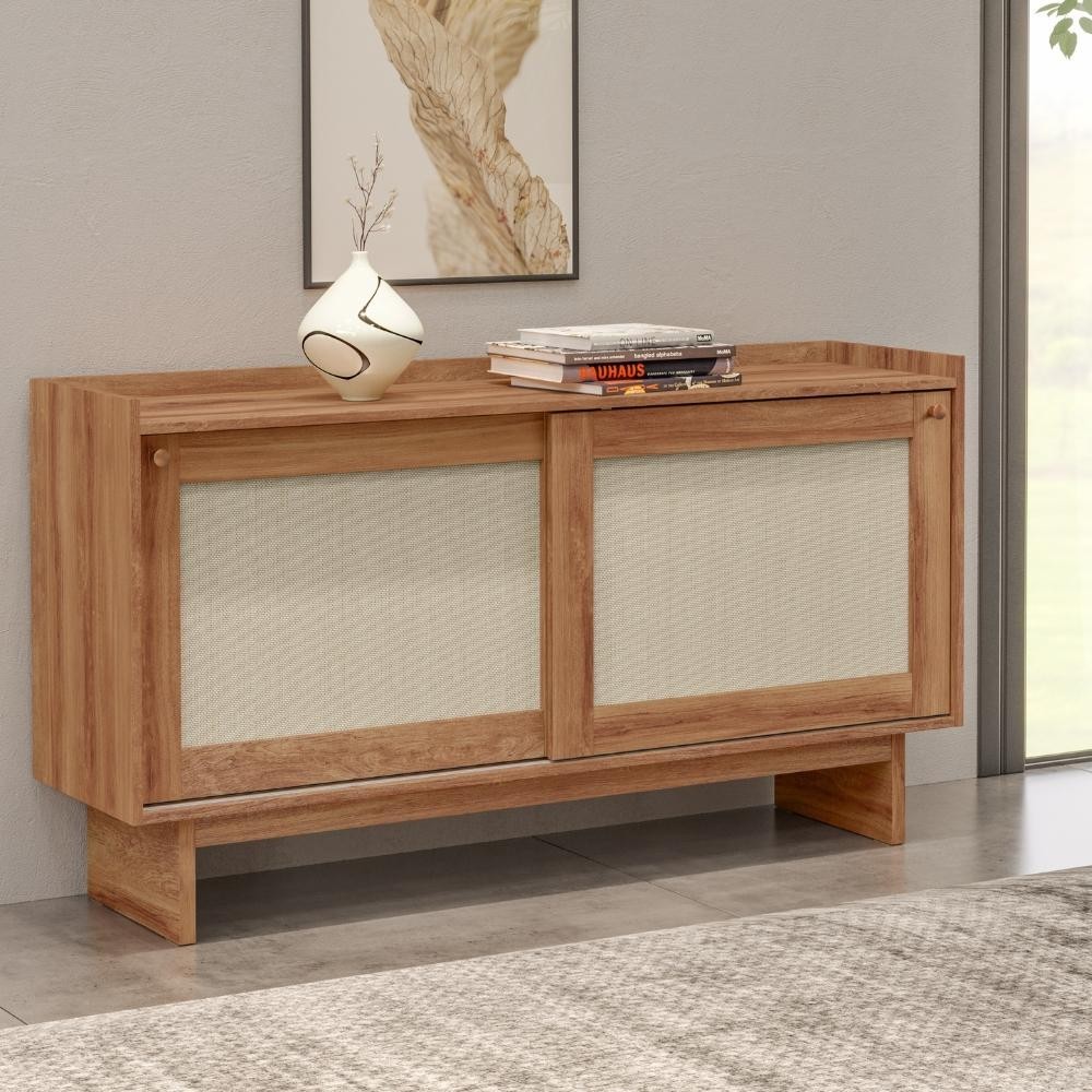 Aparador Buffet 2 Portas de Correr Átria 1295 Carraro Freijó em Oferta na Shopee