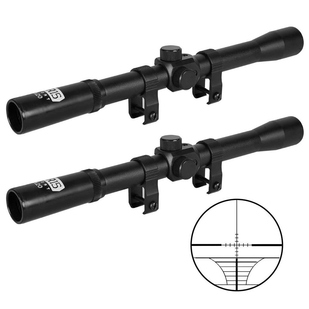 Kit 02un. Lunetas 4x20mm AR15 Sport para Carabina Trilho 11mm em Oferta na Shopee