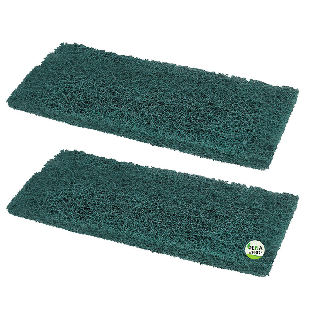 Kit 2 Unidades Fibra de Limpeza Pesada Verde British 10 cm x 23 cm Para Panelas Pisos Azulejos Limpeza Pós Obra Crostas