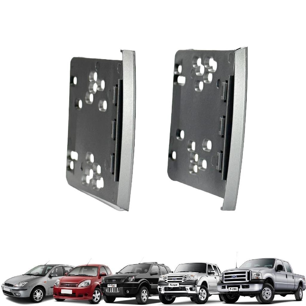 Moldura Painel DVD 2 Din MP5 Central Multimidia 7 Polegadas Ford Focus KA Ecosport Ranger F250 Prata