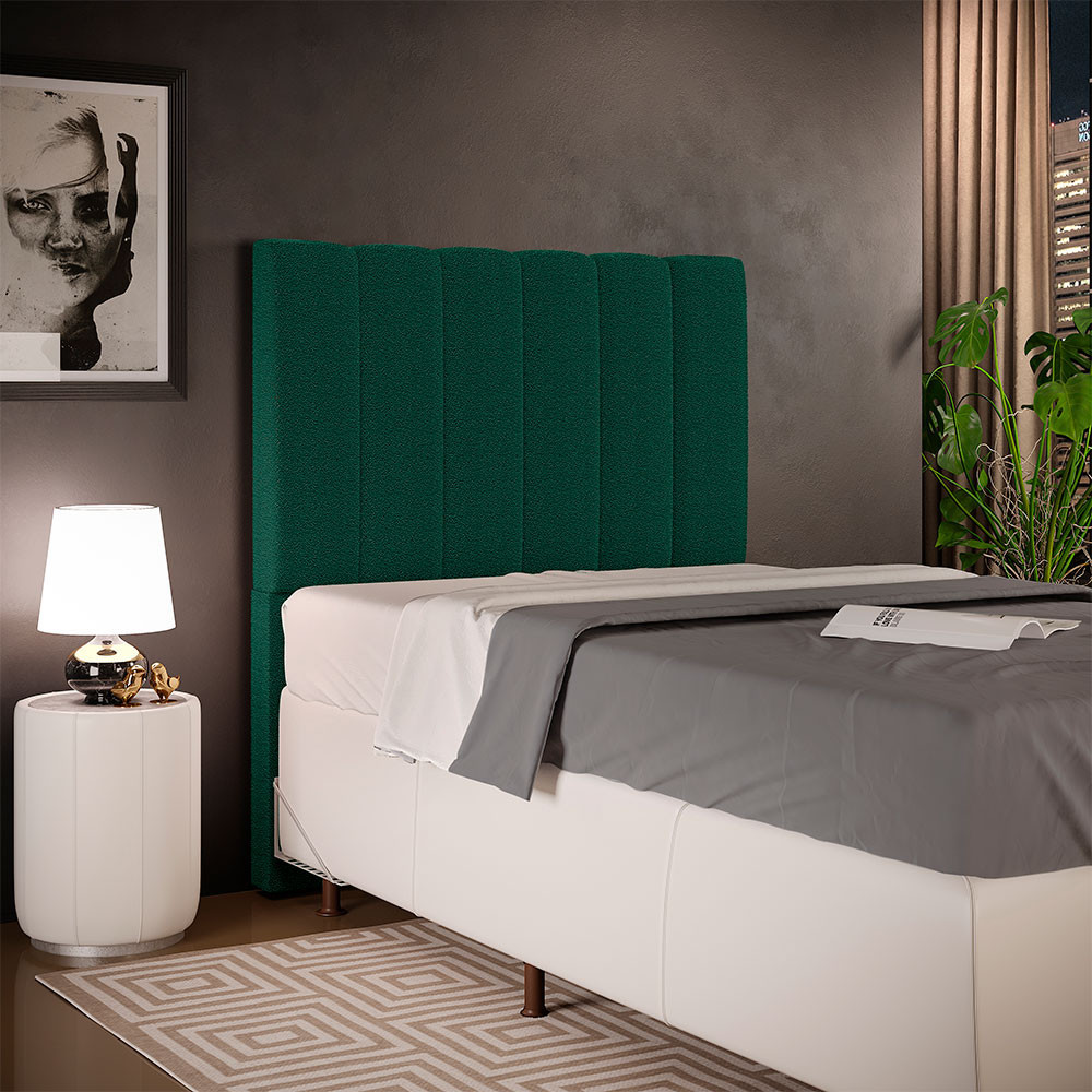 Cabeceira Cama Box Solteiro 100 cm Dália W01 Bouclê Verde - Lyam Decor em Oferta na Shopee