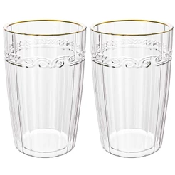Jogo de Copos de Cristal Transparente Fio de Ouro Imperial 370ml 2 peças - Lyor