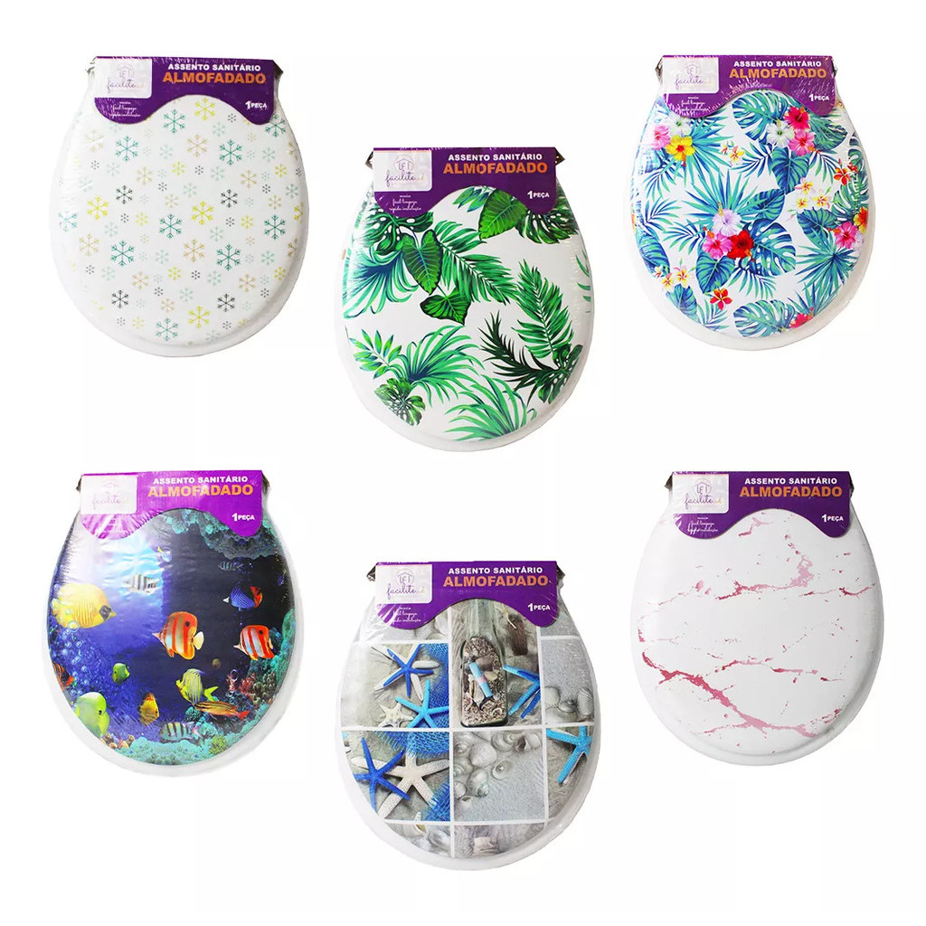 Acento Sanitário Almofadado Estampado Confortável Tampa de Privada Universal