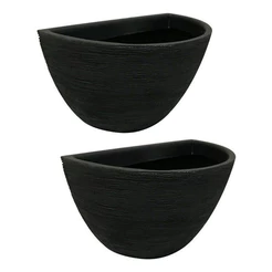 Kit 2 Vasos de Parede Preto para Jardim Vertical 18x33