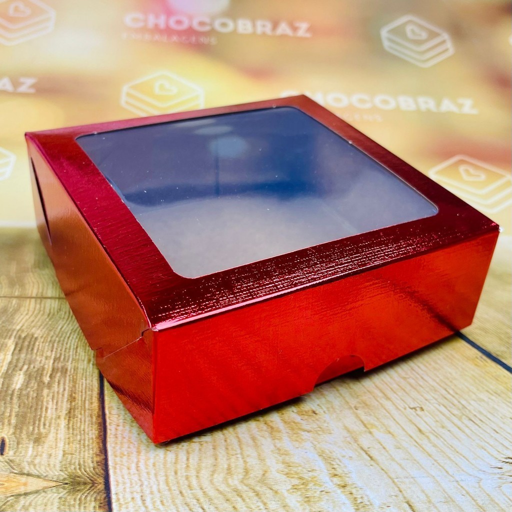 10~50 CAIXA LAMINADA C/ VISOR (09 DOCES) VERMELHO  4x12x12 cm  4681