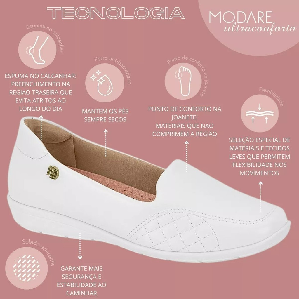 Sapatilha Feminina Anabela Joanetes Esporão Sapato Basico Trabalho Uniforme Modare Conforto 7393100